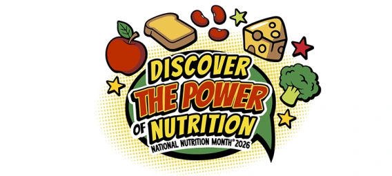 Discover the Power of Nutrition, National Nutrition Month with illustrated healthy foods