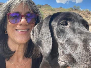 Lourdes Rodriguez and her dog Sombra