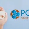 Hands holding a heart-shaped cutout of a family beside the PCOA logo.